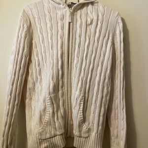 Cable knit zip-up hoodie